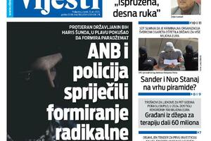 Naslovna strana "Vijesti" za 10. jun 2025.
